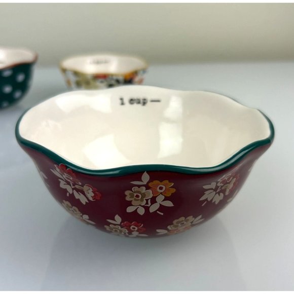 Pioneer Woman Nesting Measuring Cups Bowls, Floral Polka Dots Colorful Set of 4 - Picture 11 of 15